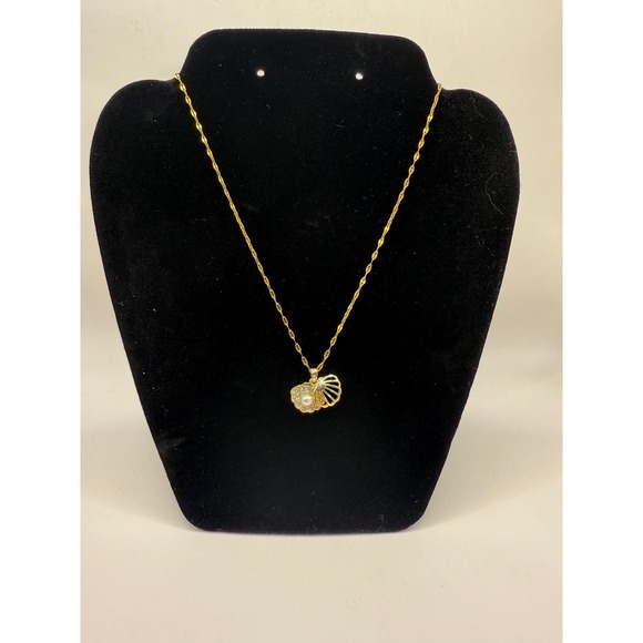 Faux Pearl Rhinestone Shell Pendant Necklace - Picture 4 of 6